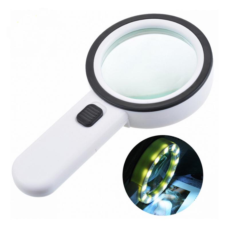 Loupe De Lecture Avec 12 Led, Lentille Double En Verre Et Grossissement 30x. Idéale Pour Lire Facilement Les Pièces De Monnaie, Les Timbres Et Les Cartes. Convient Particulièrement Aux Personnes Attei