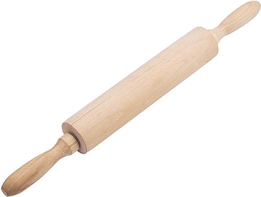 Rouleau À Pâtisserie Rotatif En Bois (39 X 6 Cm) - Petit Rouleau À Pâtisserie Professionnel En Bois - Outil À Main Pour La Pâtisserie, La Pizza, La Tarte Et Le Pain - 1 Pièce