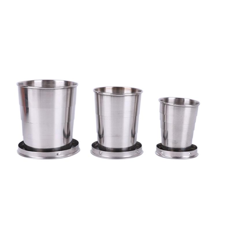 Mug De Voyage Pliable En Acier Inoxydable, Lot De 3, Réutilisable, Pliable, Portable, En Acier Inoxydable Avec Sac Pour Le Camping Et La Randonnée.