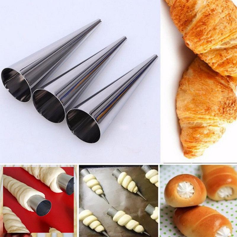 Moule À Croissants Danois Conique En Acier Inoxydable (8 Pièces), Pain Spiralé, Grands Outils De Cuisson Danois En Forme De Tube Spiralé (2 Tailles)