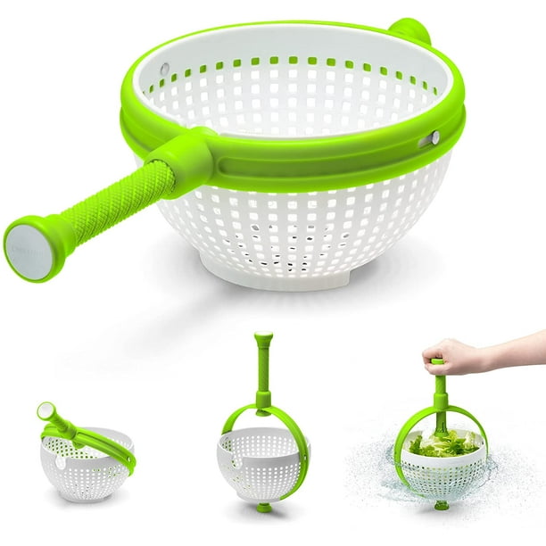 Essoreuse À Salade Facile À Utiliser Passoire Essoreuse En Nylon Anti-rayures Essoreuse À Salade Passoire Avec Poignée Pliable Blanc Et Vert