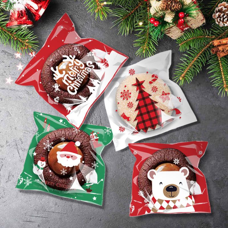 400 Sachets À Bonbons Autocollants En Forme De Sapin De Noël Et De Flocons De Neige, Style Kraft, Avec Fermeture Automatique.