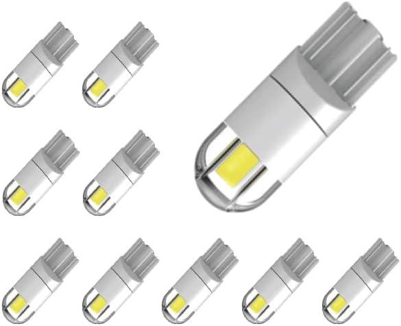 Lot De 10 Ampoules Led T10 194 168 W5w 1,5w 6000k Blanc 3030, Pour Plafonnier, Liseuse, Éclairage De Porte, Éclairage De Courtoisie, Éclairage De Plaque D'Immatriculation