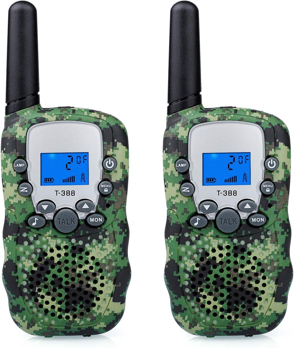 Talkie-walkie Camouflage Longue Portée 3 Km, Paire De Talkies-walkies - Walky Enfant 8 Canaux Avec Batterie, Lampe Torche Et Oreillette