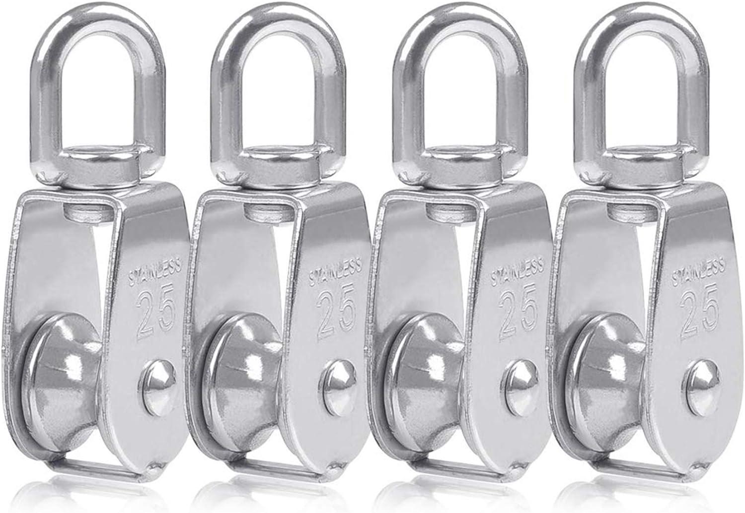 Pièces Blocs Monobloc 25 Mm En Acier Inoxydable 304 Argent, Poulie Simple Crochet M25 Poulie Grue Pivotante Papier Charge 150 Kg