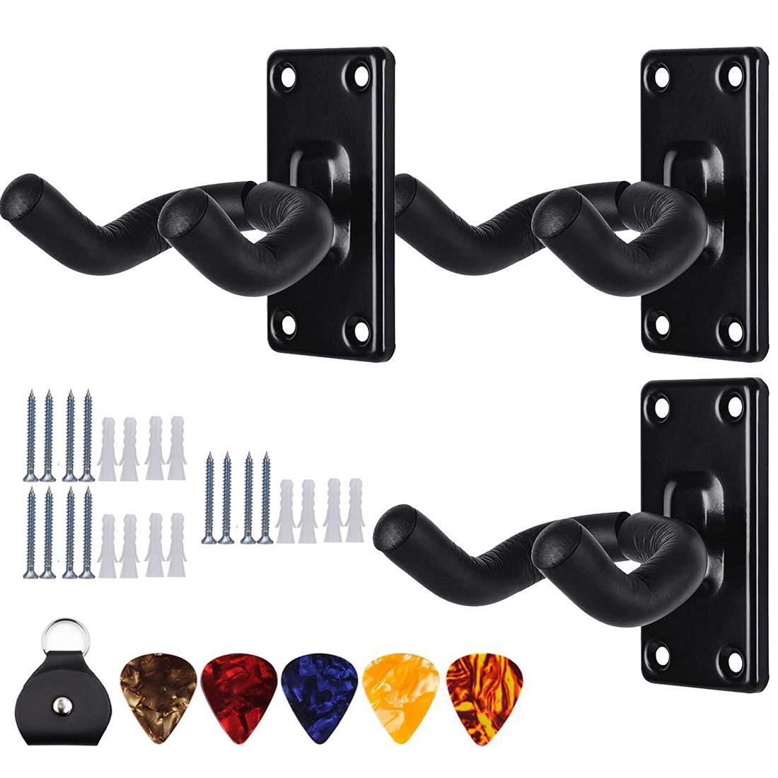 Support Mural Pour Guitare [lot De 3], Crochet Métallique Antidérapant Pour Guitare Acoustique, Électronique, Classique, Basse Ou Ukulélé, Idéal Pour Salon, Studio Ou Showroom.