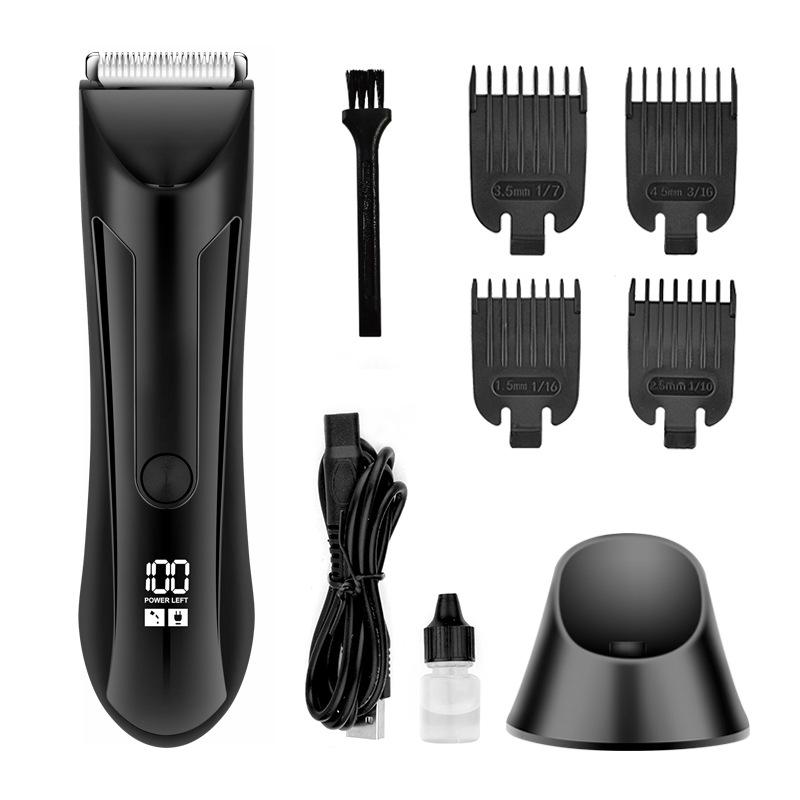 Tondeuse Électrique Privée Pour Hommes, Rasoir Lavable, Cisaille À Poils Pour Jambes Et Corps, Écran Lcd/led Numérique