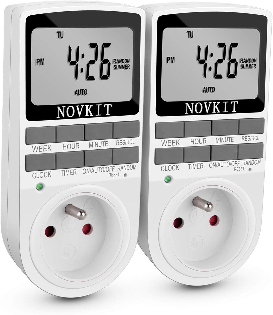 Minuteur De Prise Électrique Et Numérique, Minuteur De Prise Numérique Avec Mode Antivol Et Grand Écran Lcd, Économie D'Énergie (lot De 2)