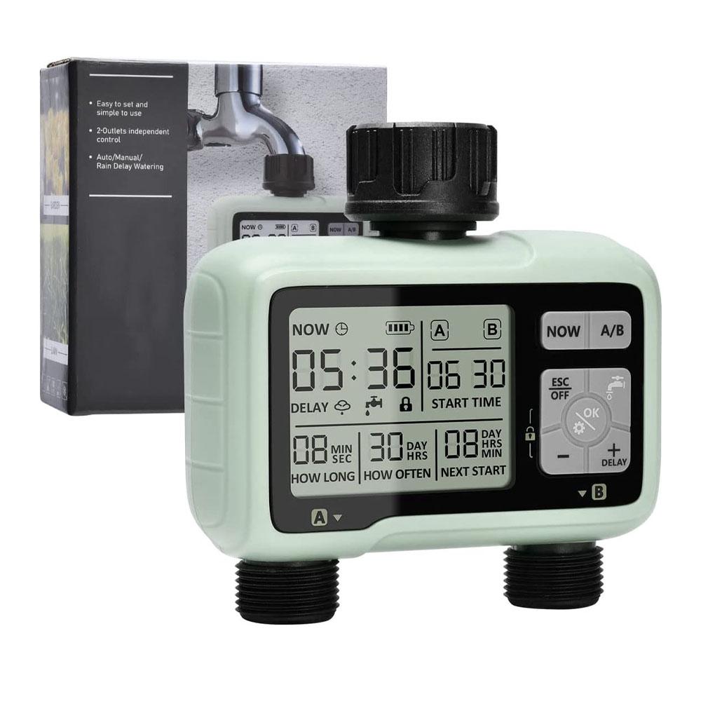 Minuteur D'Arrosage Automatique Bidirectionnel, Minuterie D'Arrosage De Jardin, Sécurité Enfant, Modes Automatique Et Manuel, Temporisation En Cas De Pluie, Ipx5