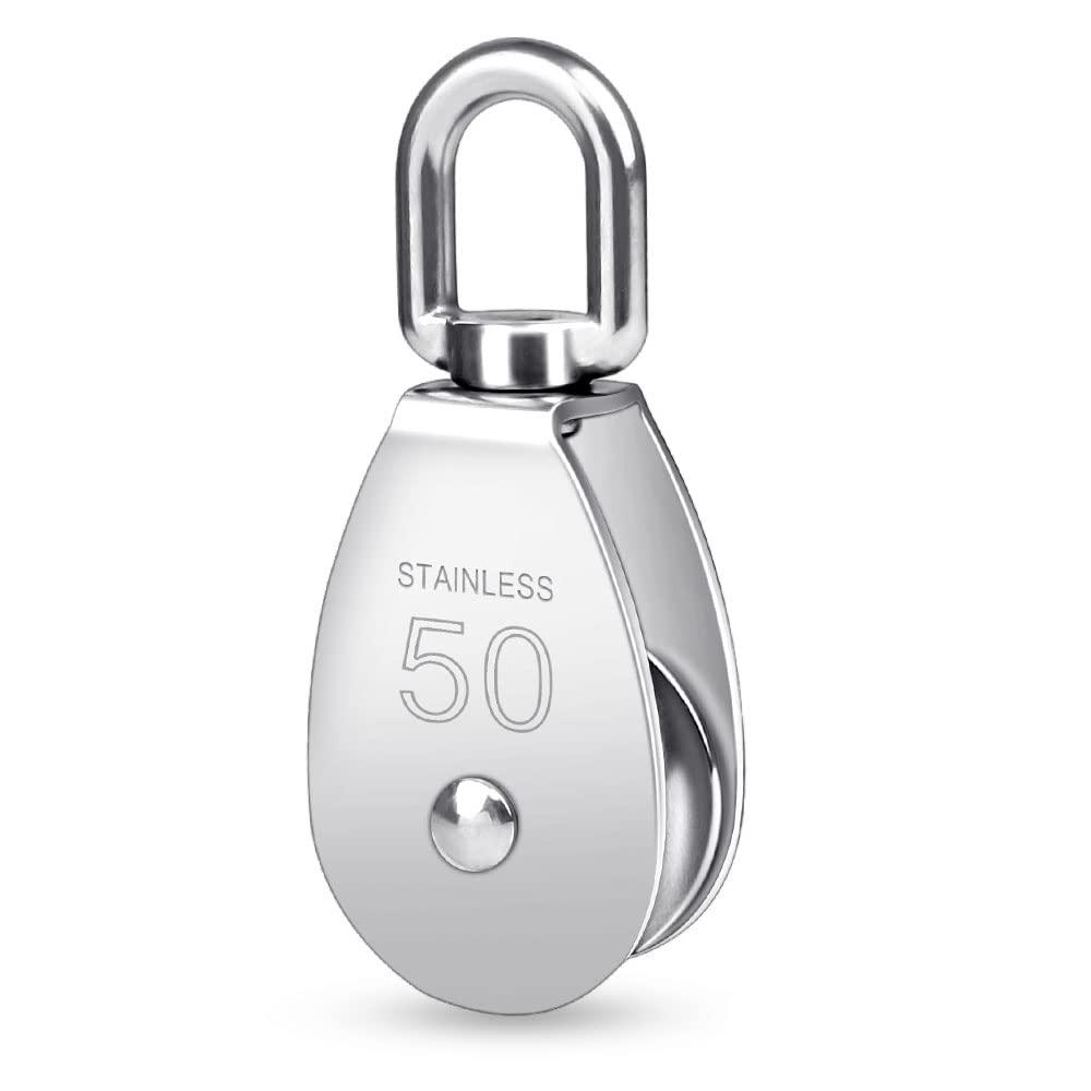 Poulie Simple M50, Poulie En Acier Inoxydable 304, Poulie À Roue Pivotante Simple, Palan En Acier Inoxydable Avec Capacité De Charge De 400 Kg Pour Le Levage De Câbles