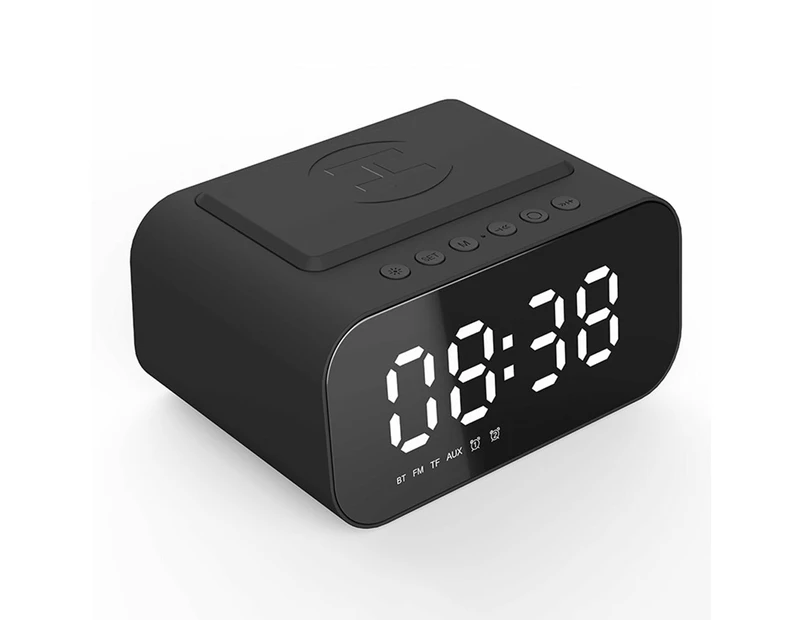 In 1 Alarm Clock Wireless Charger With Bluetooth Speaker - Black