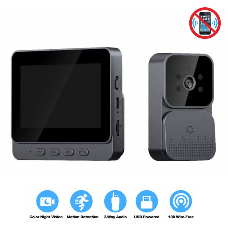 Sonnette Vidéo Visiophone 4.3 Pouces Ecran Ips Système D'Interphone Vidéo Appel Vocal Bidirectionnel Vision Nocturne