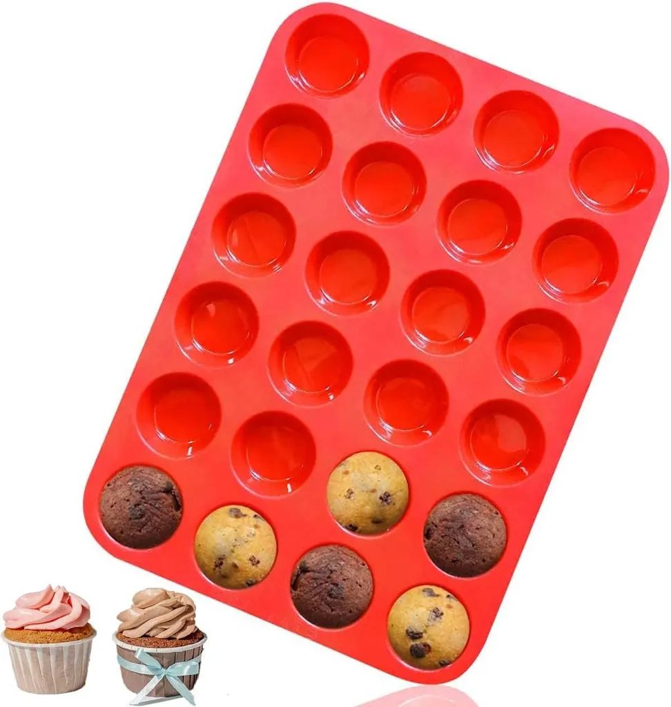 Große Mini-muffinform Aus Silikon, Fasst 24 Muffins, Antihaftbeschichtet, Hitzebeständig, 200 °c, Spülmaschinen- Und Mikrowellengeeignet, Blau
