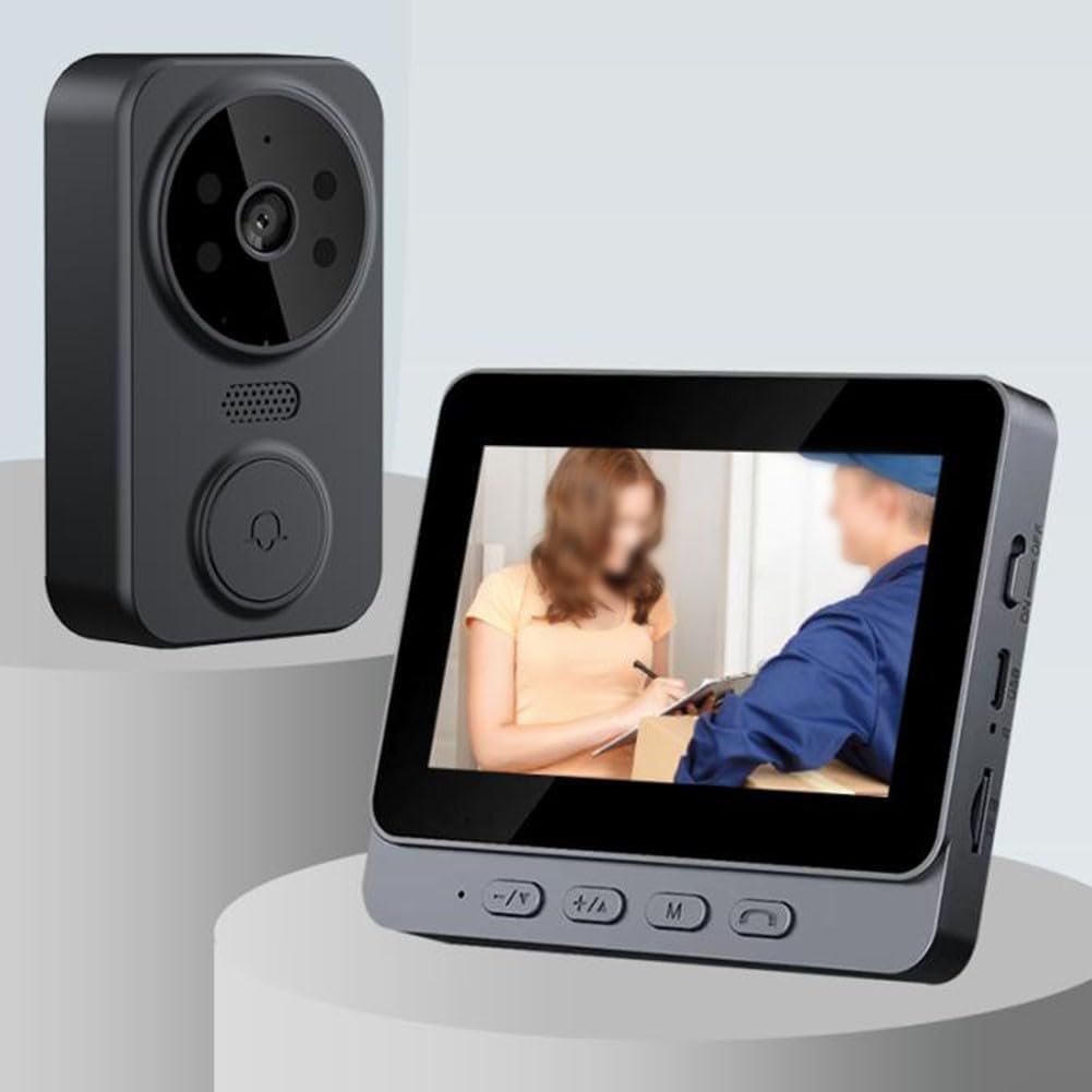 Sonnette Vidéo Sans Fil Wifi Avec 4 3 Écrans, Interphone Bidirectionnel, Support De Carte Tf, Sonnette Vidéo Sans Fil, Caméra De Sécurité