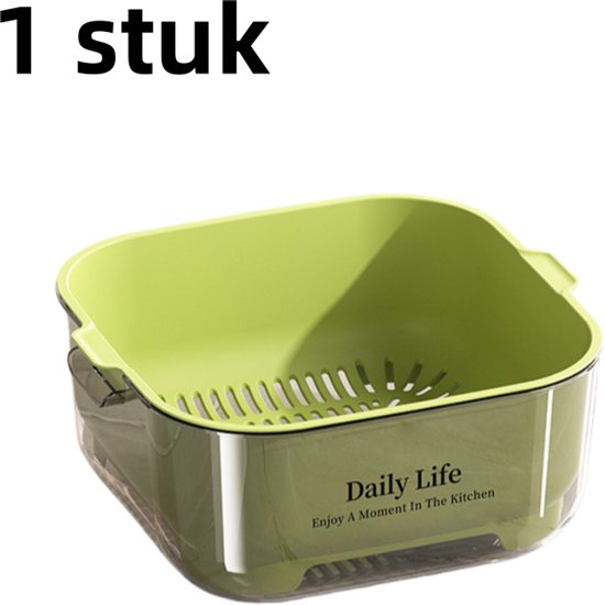 1 Pièce - Égouttoir De Cuisine Double Couche - Panier À Légumes Grande Capacité - Vert