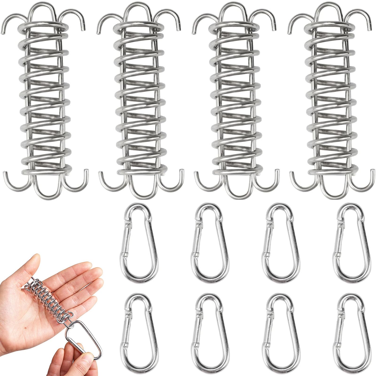 Ensemble De 4 Ressorts De Tension Pour Auvent Avec 8 Crochets, Fixations En Acier Inoxydable, Tendeur De Corde Avec Crochets Pour Une Installation Robuste