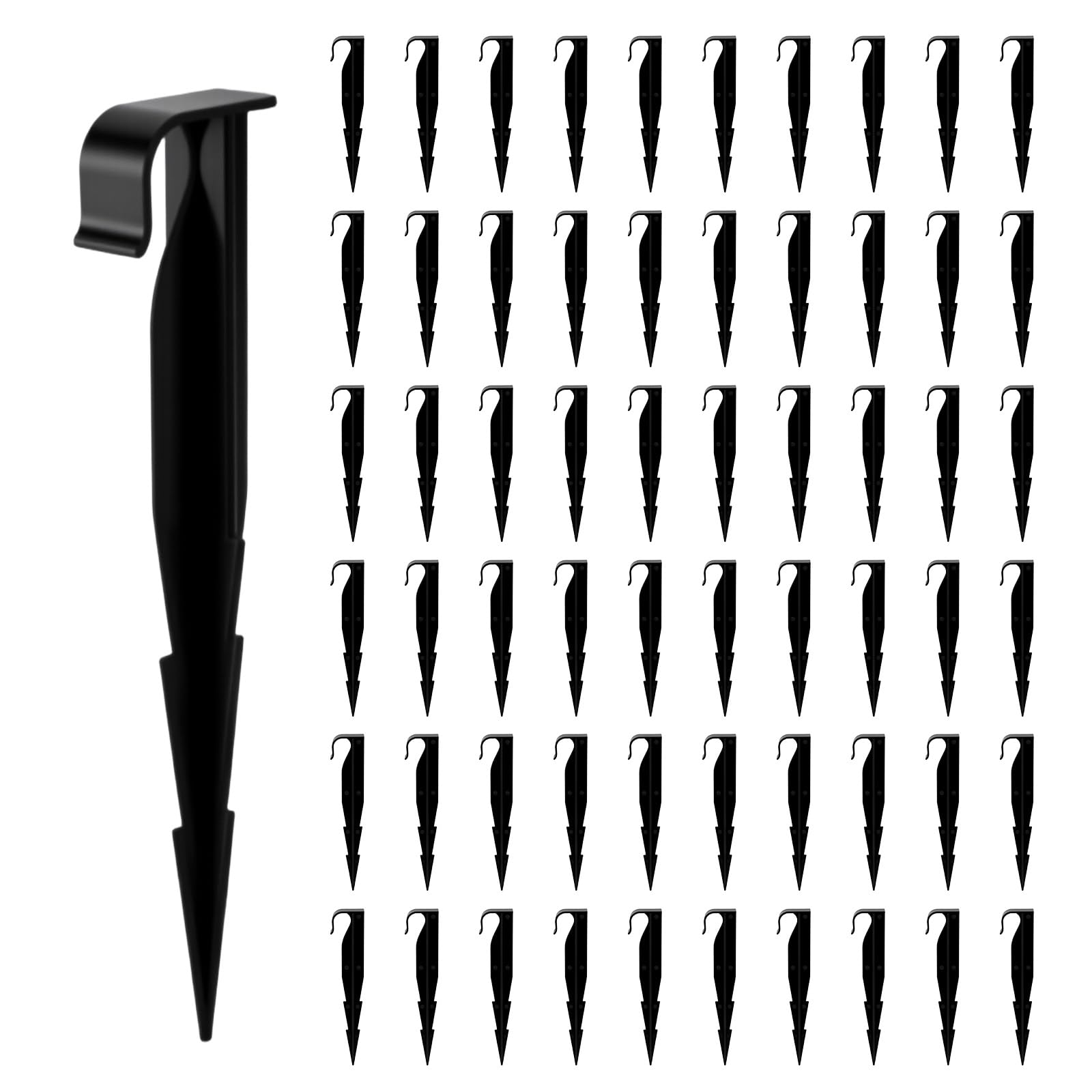 Lot De 50 Piquets D'Ancrage En Pe Pour Tuyaux De Jardin, Pelouse, Terrasse, Noirs