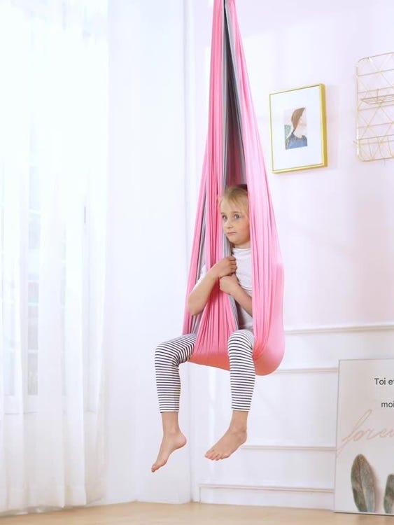 Hamac Élastique Rose 1 Mètre Balançoire En Nylon Hamac D'Entraînement Sensoriel D'Intérieur Pour Enfants Équipement De Suspension De Yoga