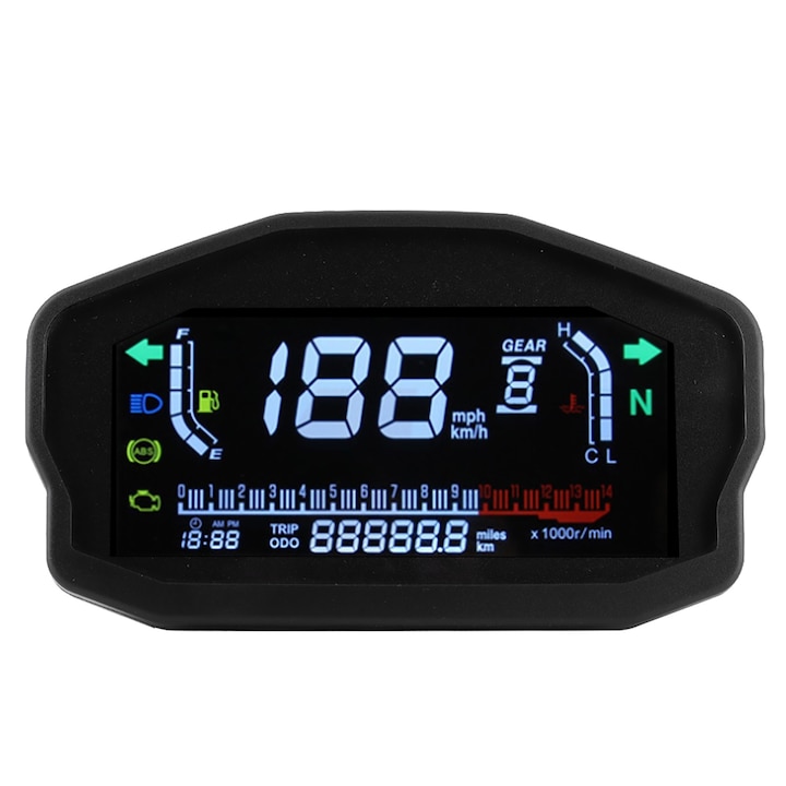 Vitezometru Motocicleta, Negru, Led, 165x93x45mm, Pentru Motociclete Cu 1/2/4 Cilindri