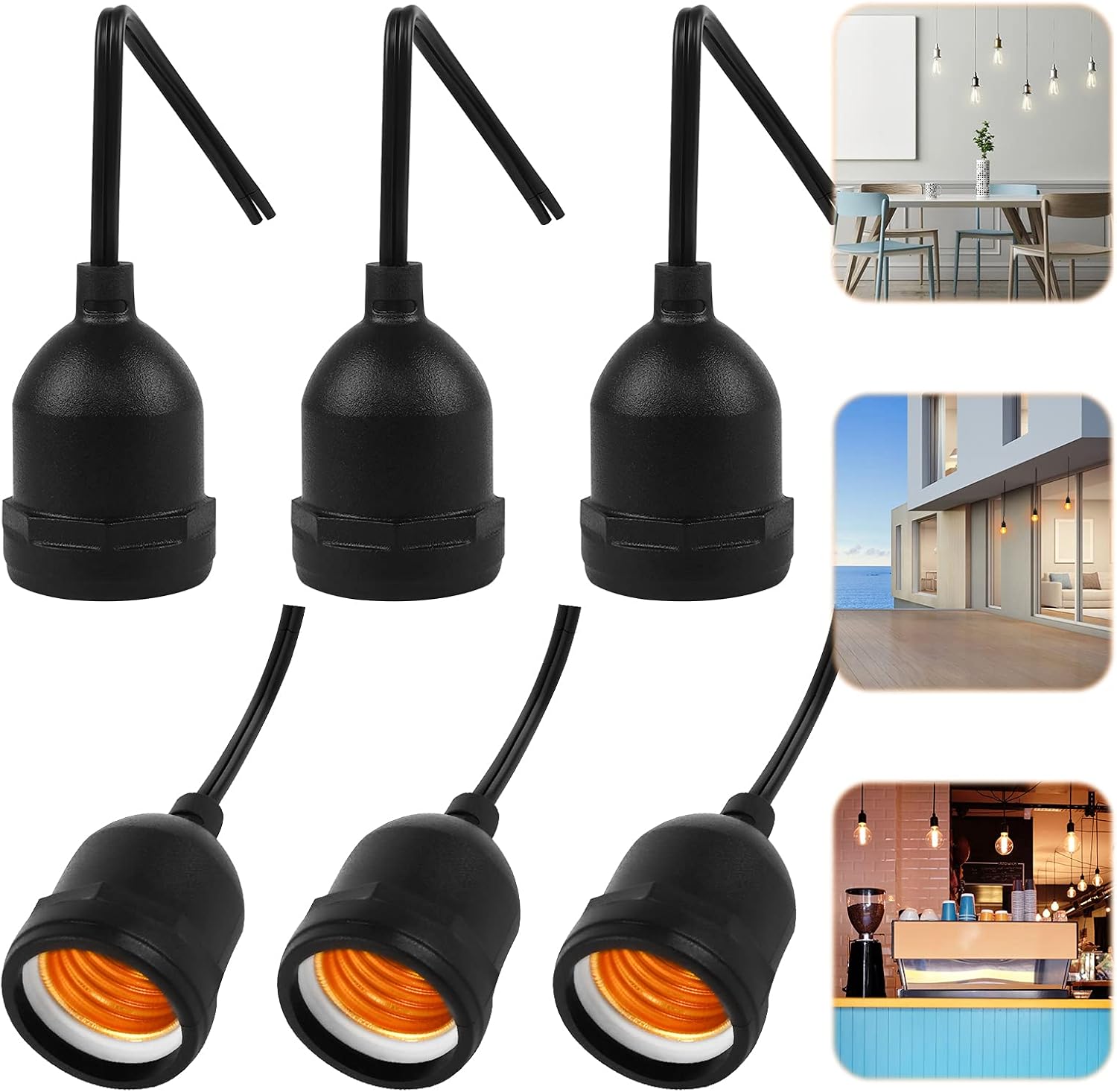 Douille E27 6pcs Adaptateur De Douille De Lampe E27 Étanche E27 Étanche De Haute Qualité Pour Ampoules À Incandescence Et Led