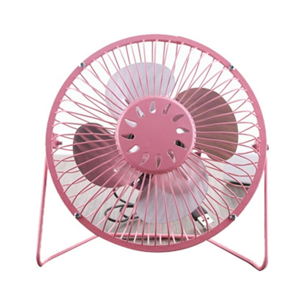 Mini Ventilateur De Bureau 10 Cm (4 Pouces) Rechargeable Par Usb, En Métal, Petit Ventilateur De Refroidissement Personnel Rose