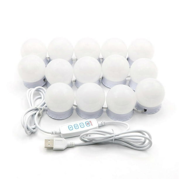Éclairage Led Pour Miroir De Courtoisie À 14 Ampoules Et 10 Niveaux De Luminosité Réglables