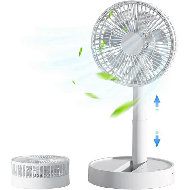 Foldable Table Fan And Stand Fan, 3 Adjustable Speeds Usb Portable Desk Fan For Home, Office And Travel, White