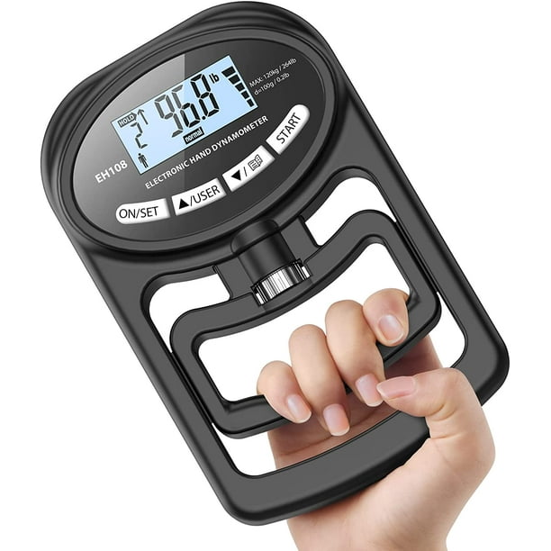 Hand Dynamometer Grip Strength Trainer - Electronic Hand Grip Strength Tester Grip Strengthener Hand Exerciser Meter Digital Hand Grip Training Gauge 265 Lbs / 120 Kgs For Sport Home School Us