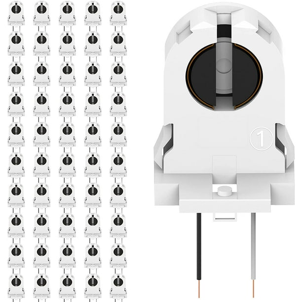 Lot De 20 Douilles À Vis T8 Avec Fils, Homologuées Ul, Non Shuntées, Pour Le Remplacement Des Tubes Fluorescents Led.