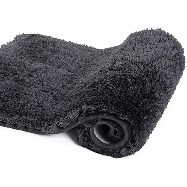Walensee Bath Rug For Bathroom Non Slip Bathroom Mat (20 X 32, Black) Water Absorbent Soft Microfiber Shaggy Bathroom Rug Machine Washable Bath Mat For Bathroom Thick Plush Shower Mat