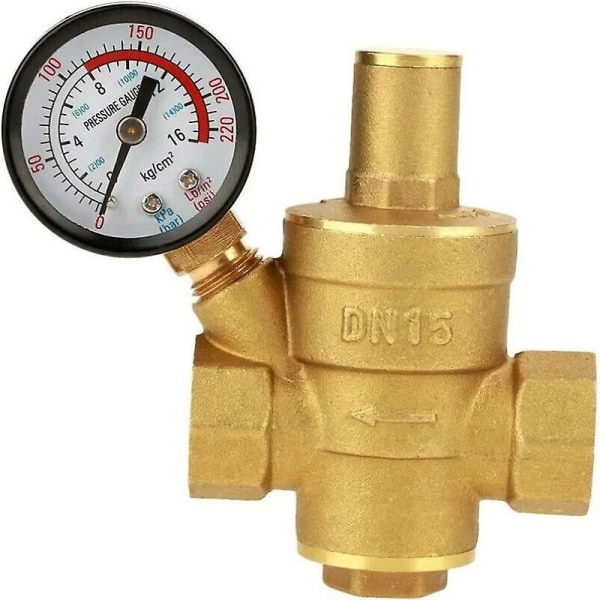 Réducteur De Pression D'Eau Dn15 En Laiton, Réglable, Avec Manomètre, Pour Usage Domestique (1 Pièce)