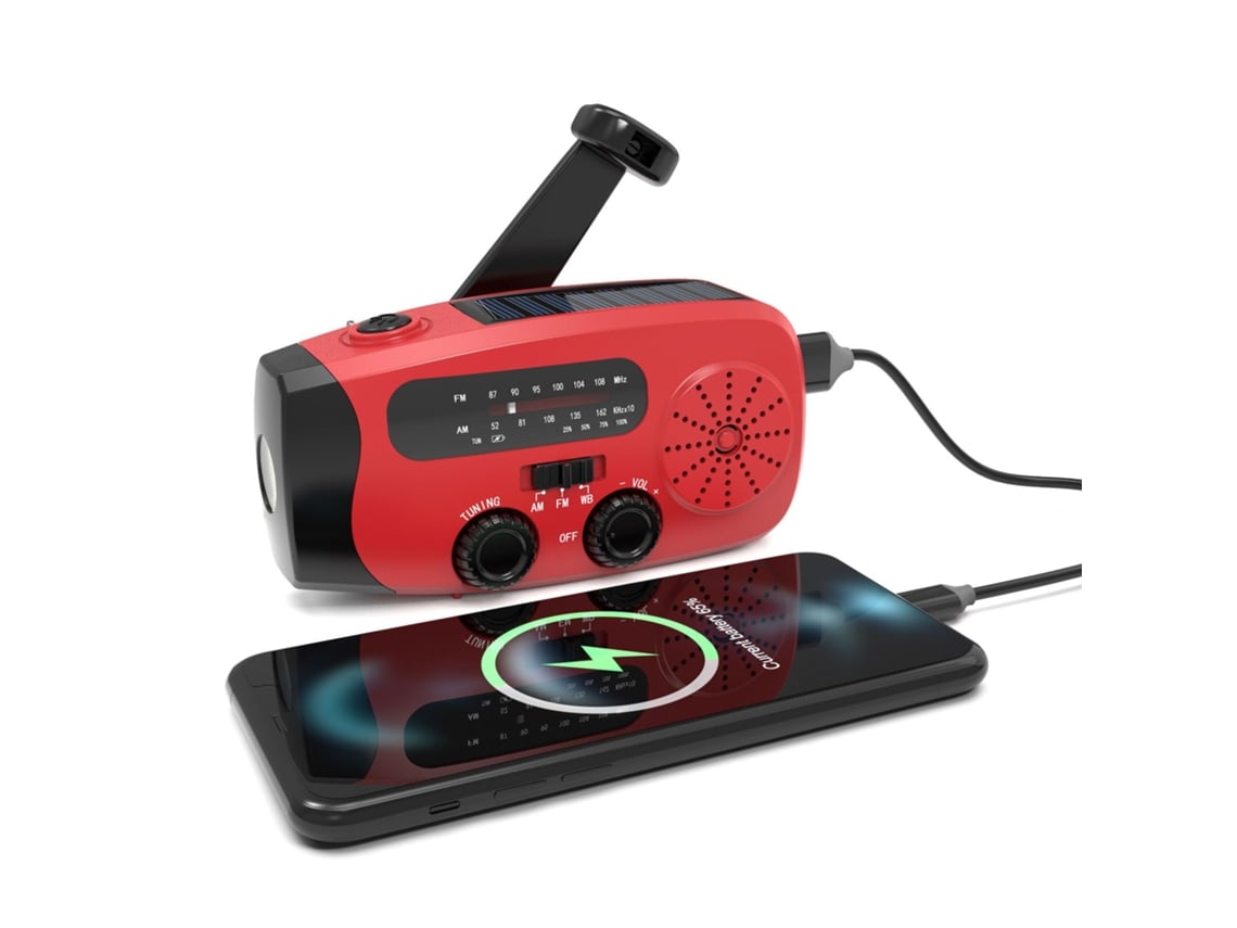 Rádio De Emergência Solar De Corda Rádio De Emergência Rádio Portátil Rádio De Corda Rádio De Mão Vermelho Rádio 2000mah Abs Vermelho Cissiea22