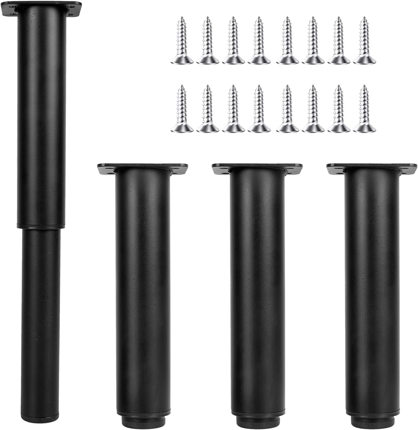 Piezas Patas De Muebles Ajustables 18-30cm Patas De Sofa De Metal Con 16 Tornillos Patas De Muebles De Metal Negro Patas De Cama De Metal Para Mesa Silla Gabinete Pata De Sofá