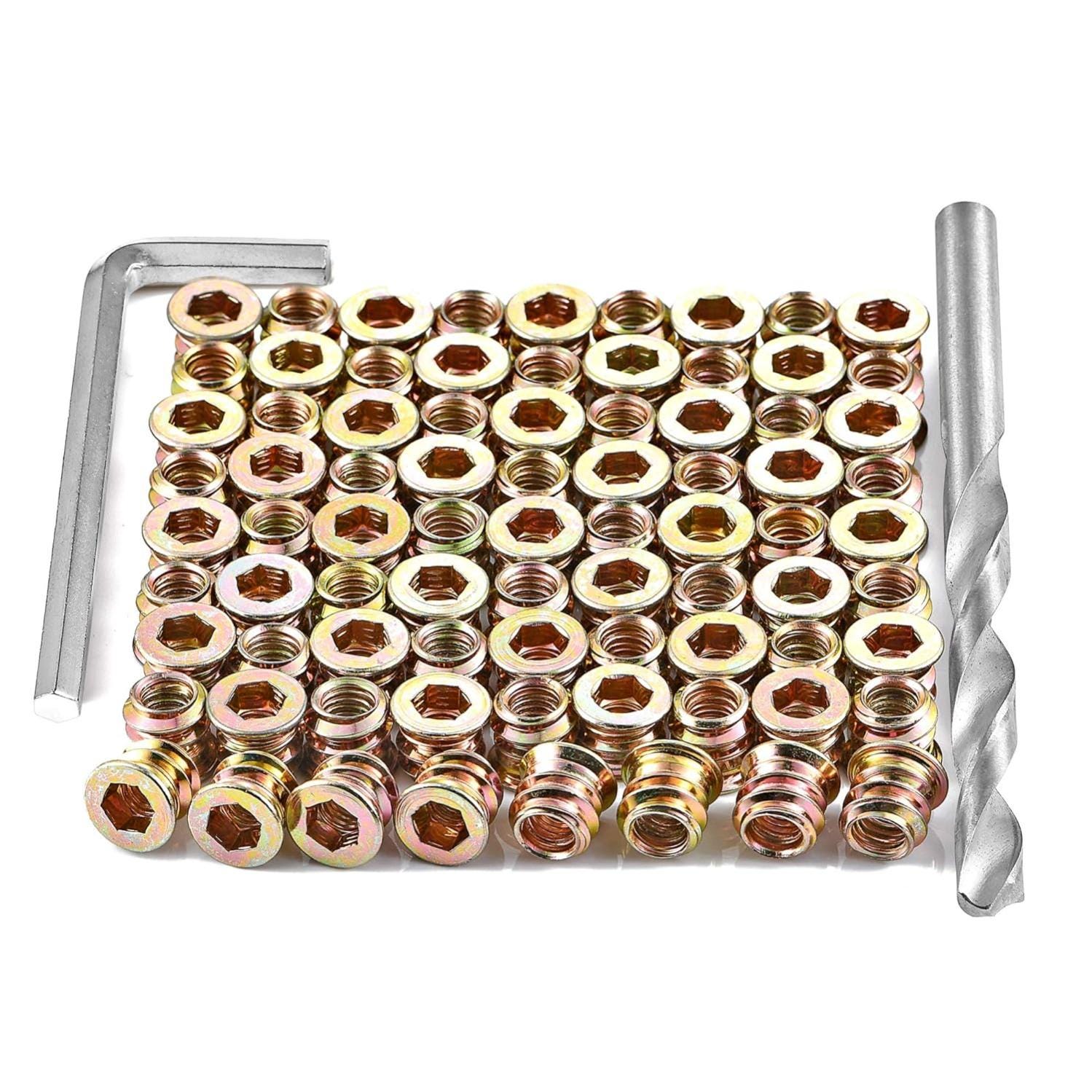 Pack De 30 Inserts Filetés Pour Vis À Bois M815mm - Écrous À Bois Hexagonaux (avec Clé Hexagonale)