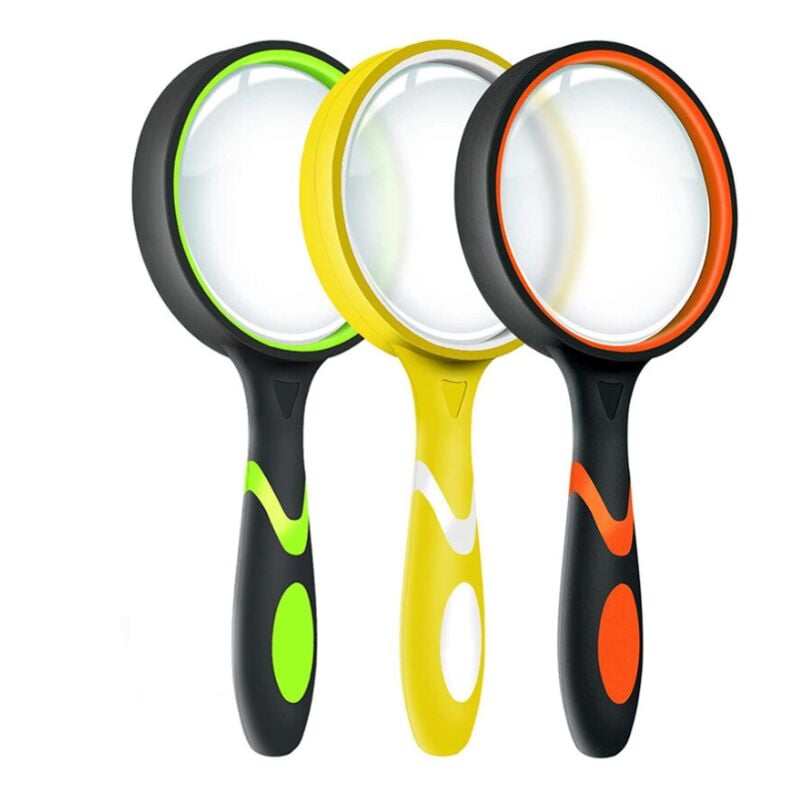 Lot De 3 Loupes Grossissantes 10x Pour La Lecture Des Enfants, Loupe Portable Antidérapante, Grandes Loupes De 75 Mm