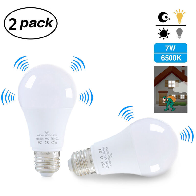 Lot De 2 Ampoules Led E27 Avec Capteur De Mouvement Smart Light Radar Sensor 7 W ,lampe À Économie D'Énergie Pour Escaliers，blanc