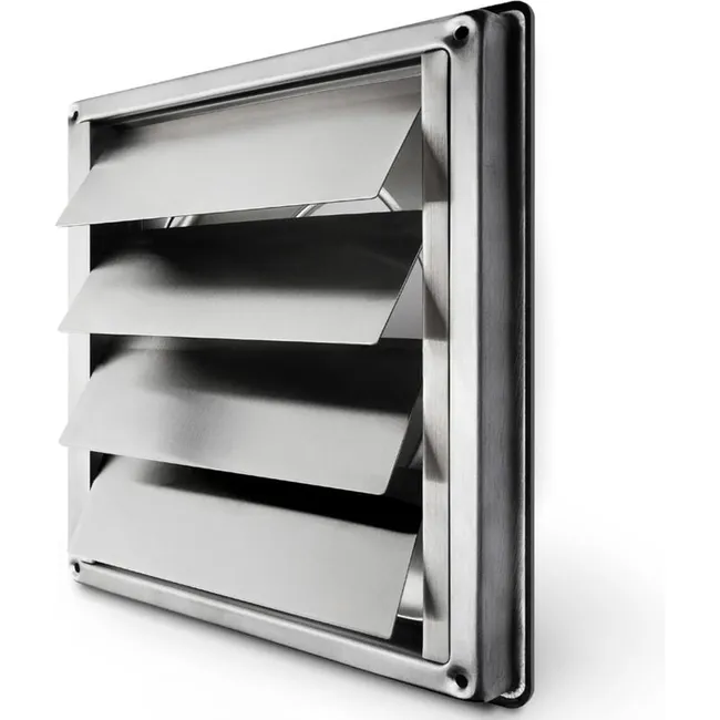 Grille De Ventilation 150 Mm En Acier Inoxydable, Anti-retour Avec Lames Mobiles, Fermeture Automatique, Forme Carrée 184 X 184 Mm (référence Produit : 93627116 Référence Offre : 1030kt02)