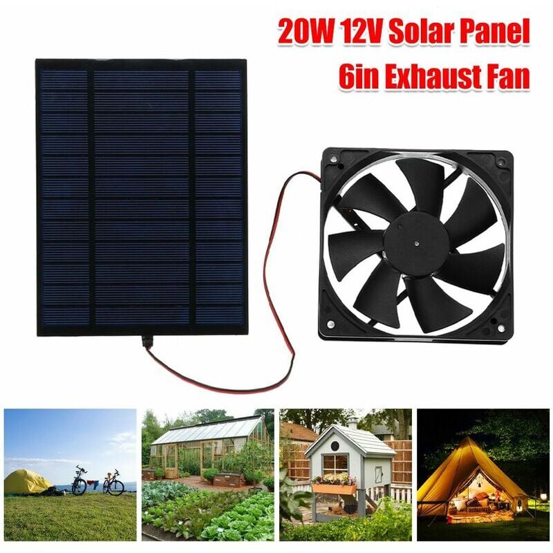 Ventilateur Alimenté Par Panneau Solaire 20w 6 Pouces Mini Ventilatorl Diy Ventilateur D'Extraction De Panneau Solaire Rechargeable Portable