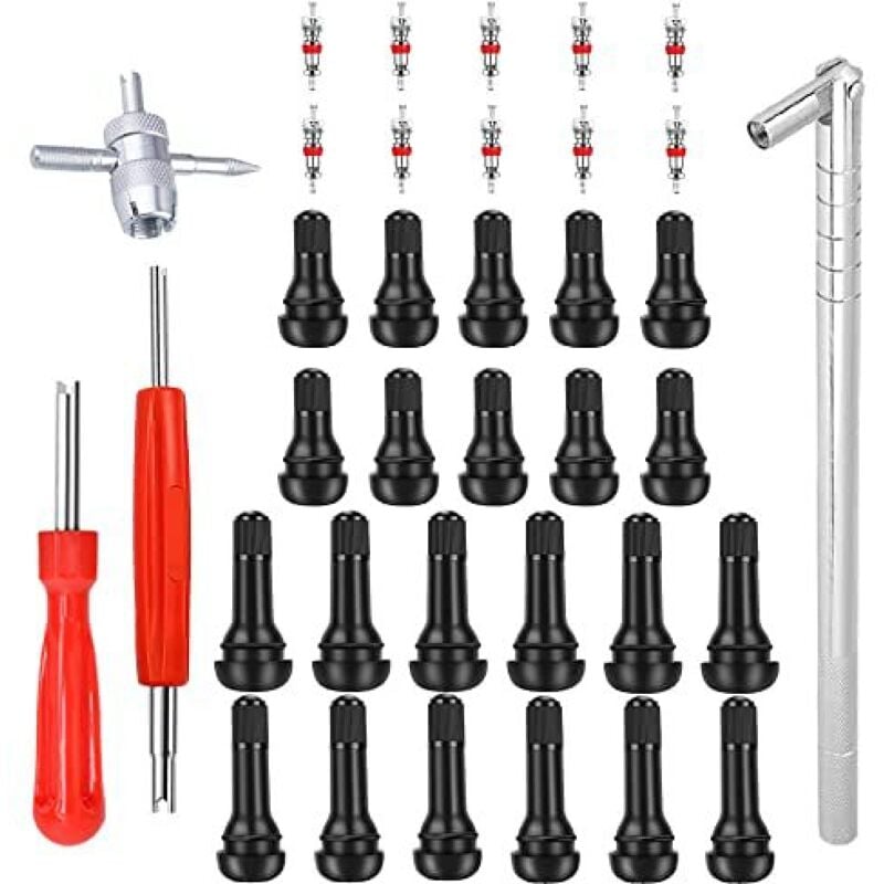 47 Pièces Tr413 Demonte Valve De Pneu Outil, Avec Valve Souches Puller, Noyaux De Valve En Cuivre Pur, Extracteur De Noyau De À Unique Et Double, Tr413 Valve Enfichable, Pour Voiture, Moto