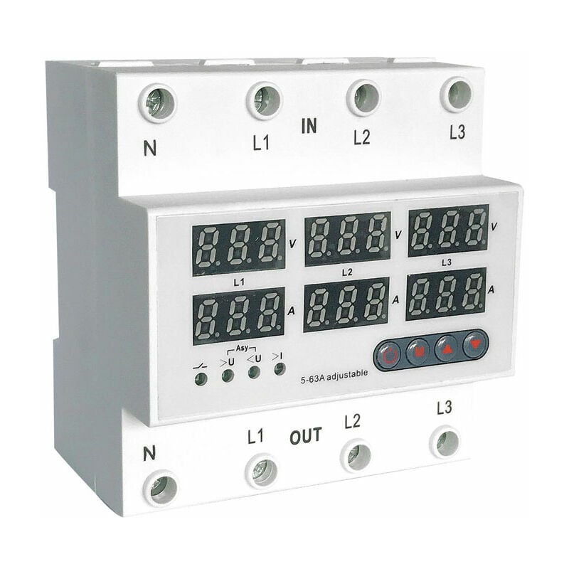Protecteur De Surtension Triphasé Quadrifilaire Auto-répétitif Réglable 63a