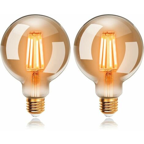 Ampoules Led Edison G95 E27 Vintage, 4 W, Blanc Chaud 2200 K, Ampoule À Filament Rétro, Équivalent À Une Ampoule À Incandescence De 40 W, Non Dimmables, Lot De 2