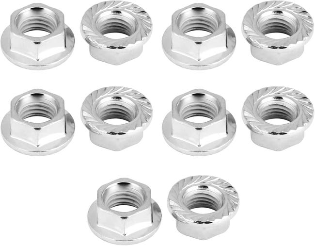Écrous À Embase M10 X 1,5 Mm, Écrous De Blocage Hexagonaux À 10 Dents, Acier Inoxydable 304 (20 Pièces)