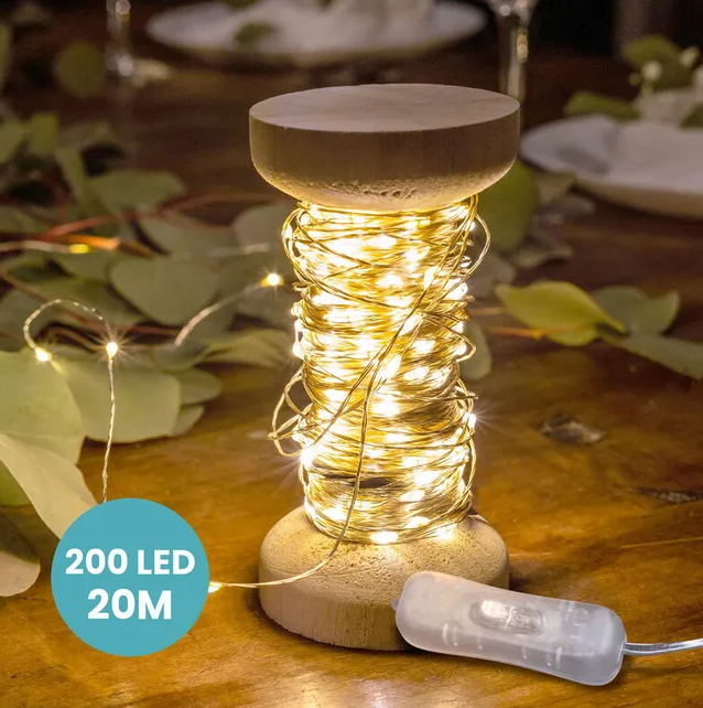 Couronne Lumineuse Led Argentée De 20 M Avec Interrupteur Marche/arrêt - Spirale Lumineuse Led De 20 M - Lumière Blanche Pour Décoration Intérieure