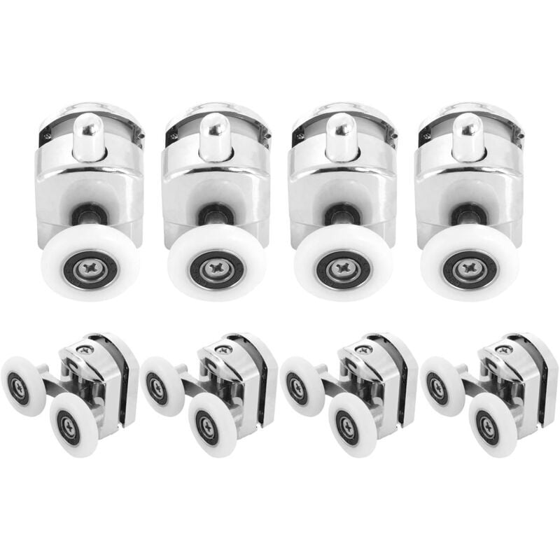 Lot De 8 Roulettes Pour Porte De Douche - Roulettes Cabine De Douche En Alliage De Zinc - Roulette Porte Coulissante Douche Pour Salle De Bain 25mm