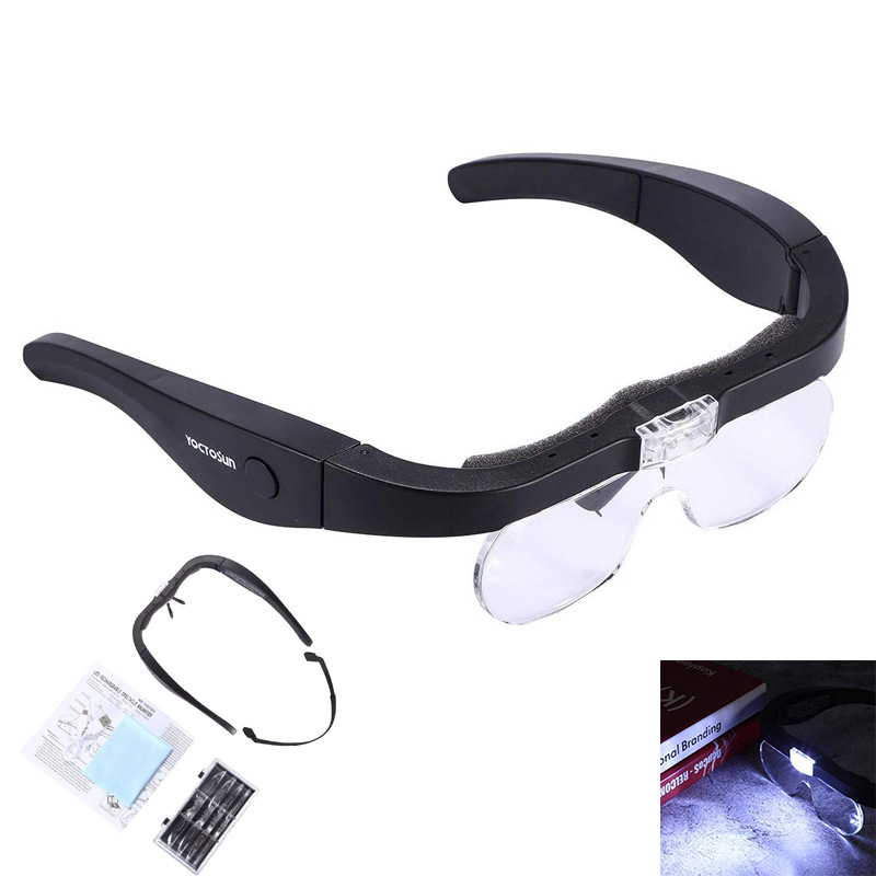 Magnifying Glasses With 2 Leds-with 4 Detachable Lenses(1.5x-5x)