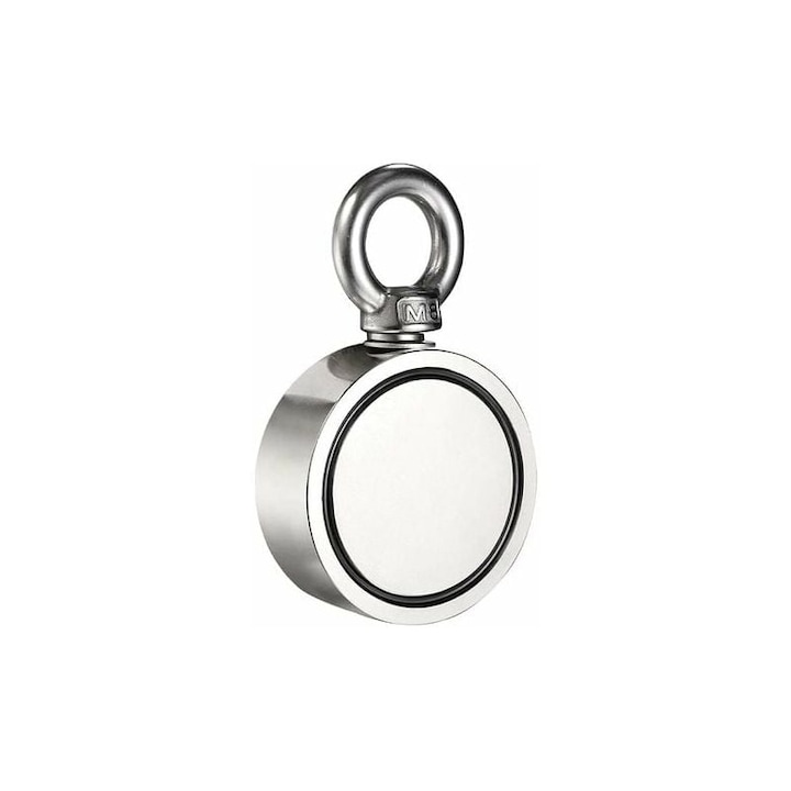 Magnet De Pescuit Dublu Fata, 60mm, Forta De Tragere 300kg, Argintiu