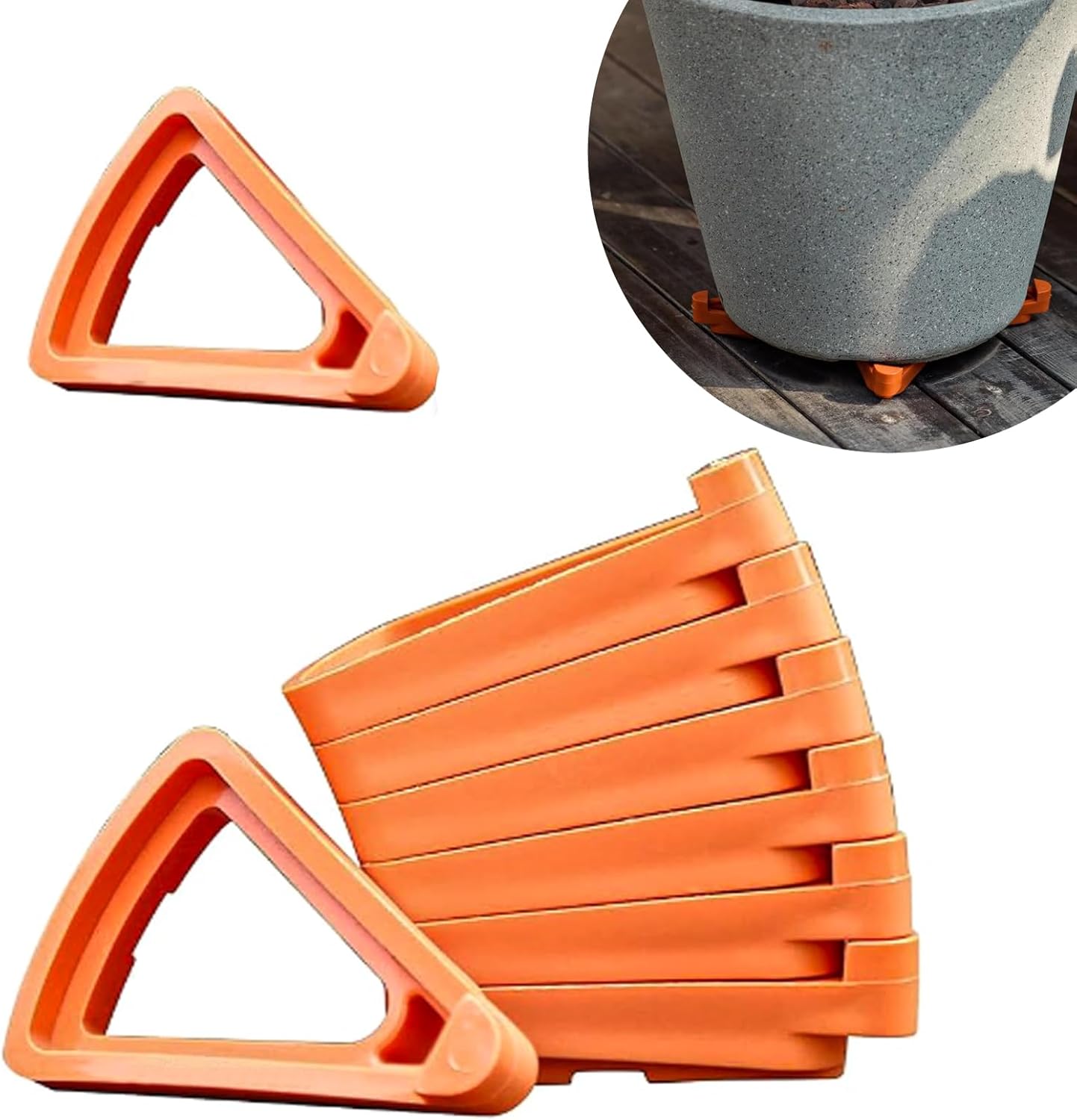 24 Tartes Invisibles Pour Macetas Al Aire Libre, Supports Triangulaires De Compression Sûrs Pour Intérieurs (naranja Petit)