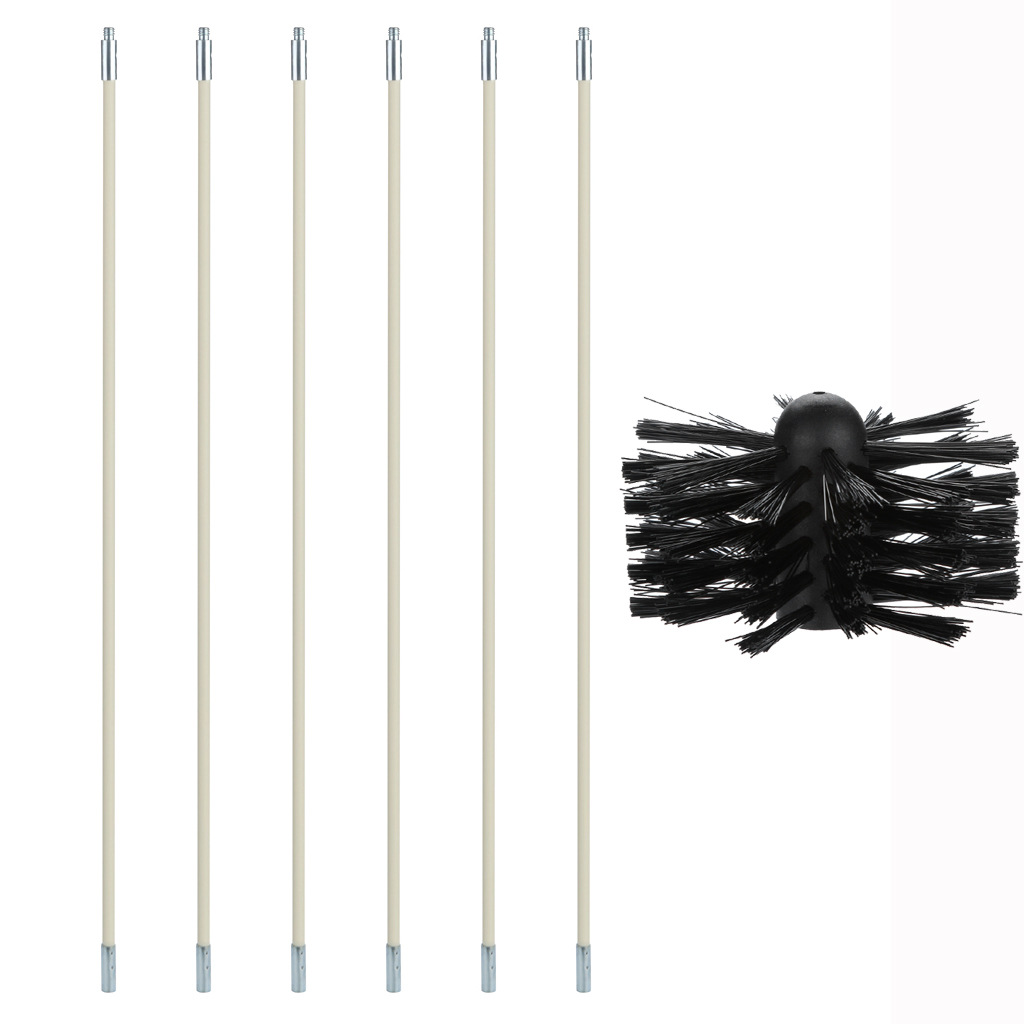 Kit De Nettoyage De Cheminée, Kit De Ramonage En Nylon Comprenant 9 Tiges Flexibles (410 Mm X 100 Mm) Et 1 Tête De Brosse Pour Cheminée, Poêle, Cheminée, Conduit De Sécheuse, Tuyau D'Évacuation Des Ea