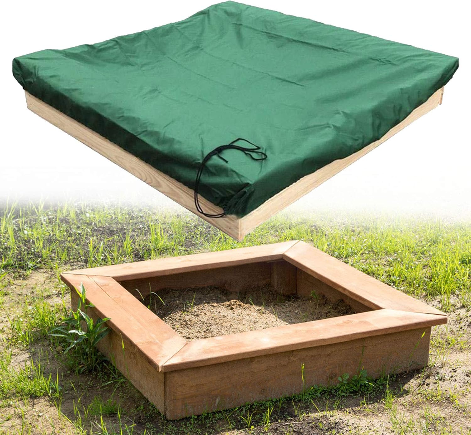 Sandbox Cover Square Waterproof Sandpit Cover With Drawstring Tool Dustproof Oxford Cloth Sandbox Cover Pool Protective-green Sandbox Cover With Drawstring (180x180cm)