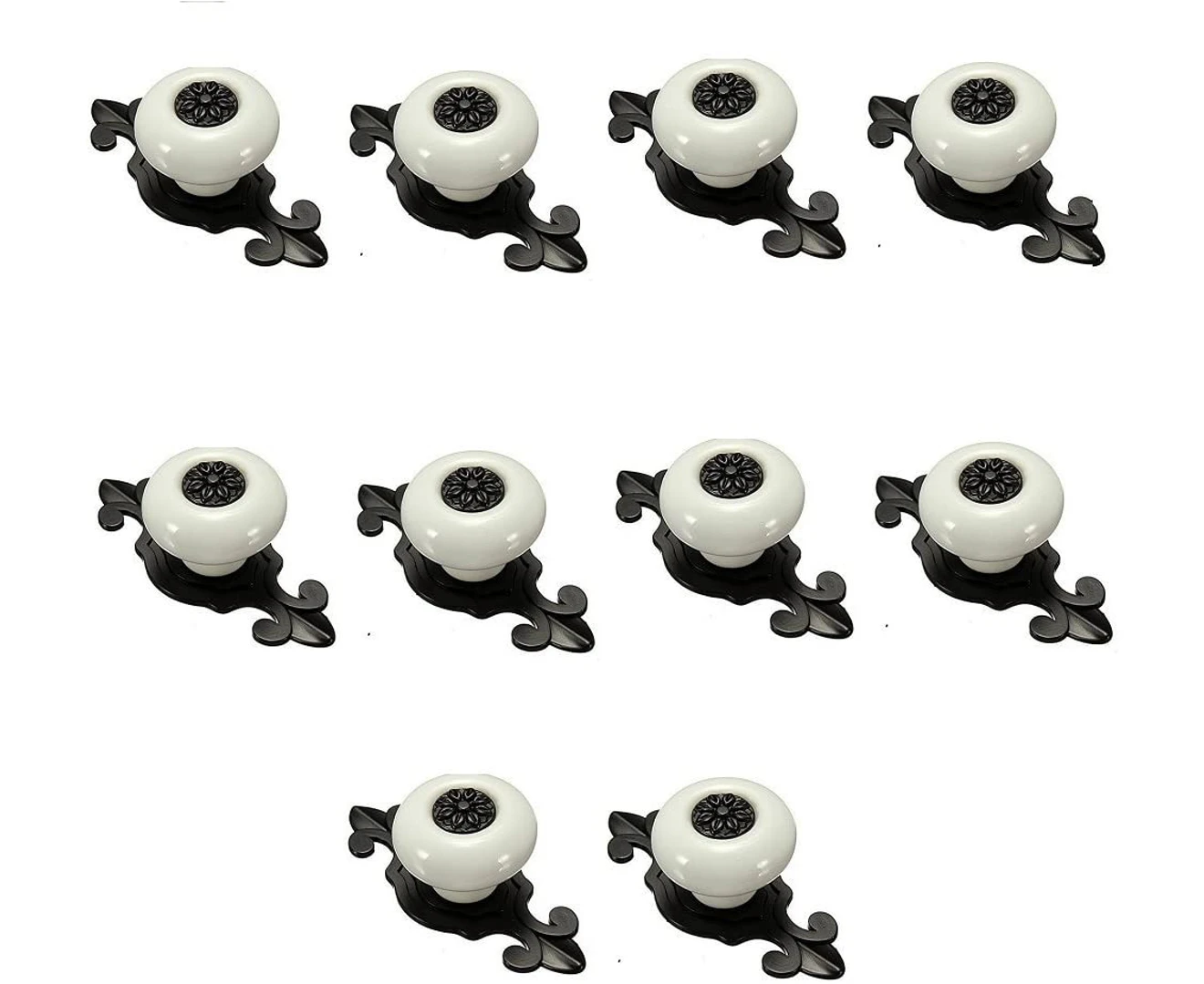 10 Pcs Drawer Handles And Knobs, Drawer Knobs, Ceramic Door Handle (white With Black)